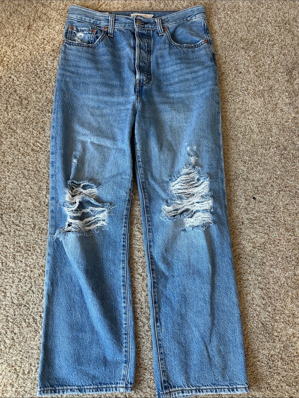 Levi's Light Blue Straight-Leg Distressed Women’s Jeans